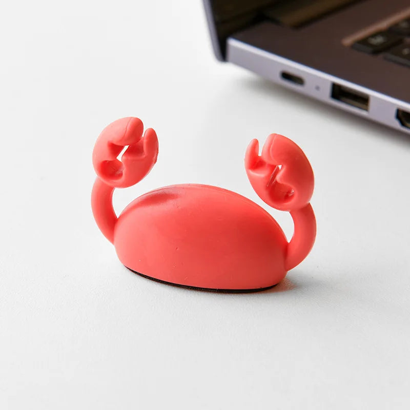 Cute Crab Cable Organizer Clip Data Cable Stand Mobile Phone Charging Cable Organizers Fixer Desk Self-Adhesive Wire Tidy Holder