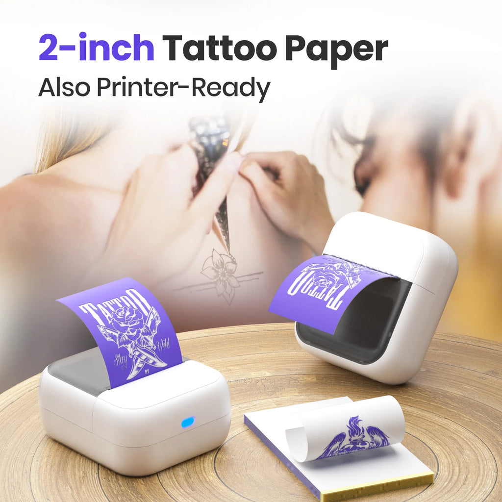 C50 Mini Tattoo Printer Portable Inkless Transfer Machine 2 Inch 15‑57mm Compatible With Phone PC iPad For Tattoo Pattern Logo