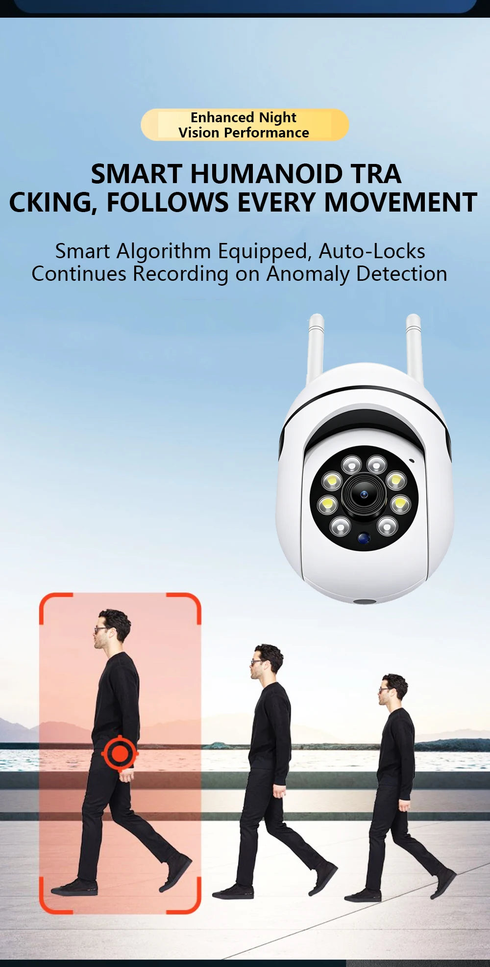 8MP Wifi IP Outdoor Wireless Security Surveillance PTZ Camera 4X Zoom Cameras AI Human Tracking Two-way Audio HD Night Color Cam