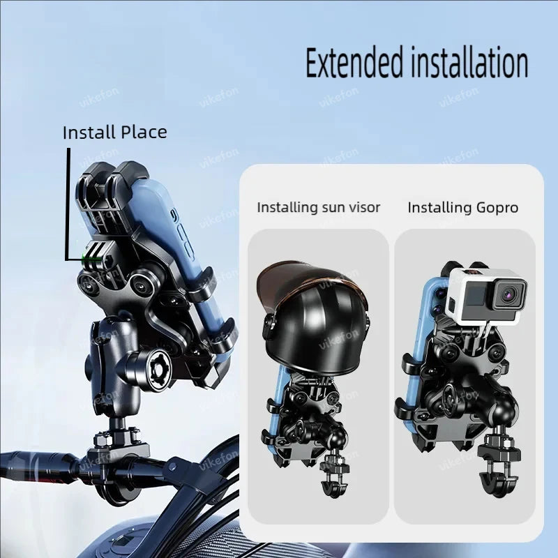 Shockproof Motorcycle Phone Holder 4 Vibration Dampener 360 Rotation Anti-Thief Motorbike Bicycle Bike Scooter Phone Stand Mount