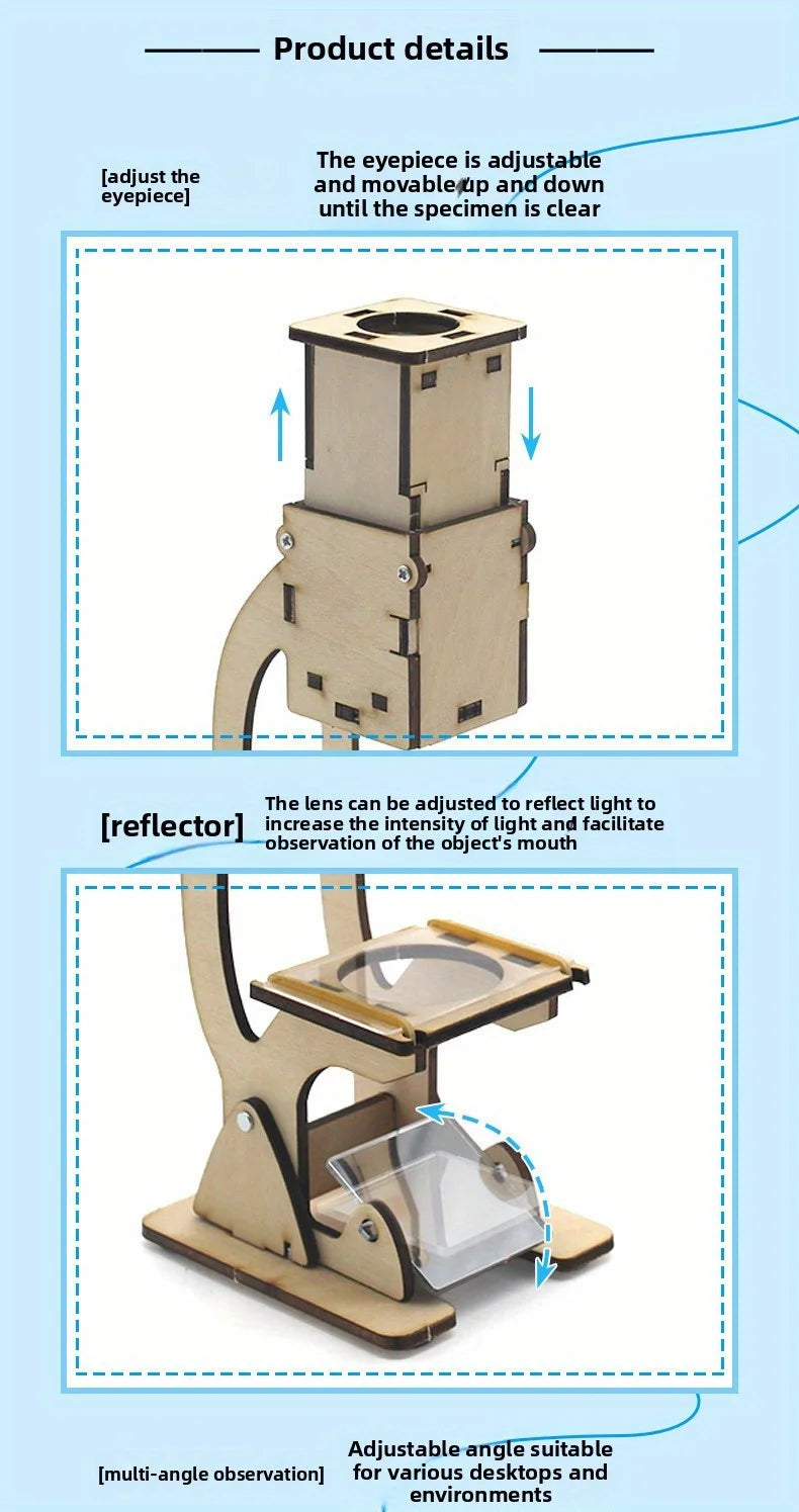 DIY Microscope Excavator fan robot  Model Kit - Science And Technology Trend Toy for Small Projects Educational Experiment