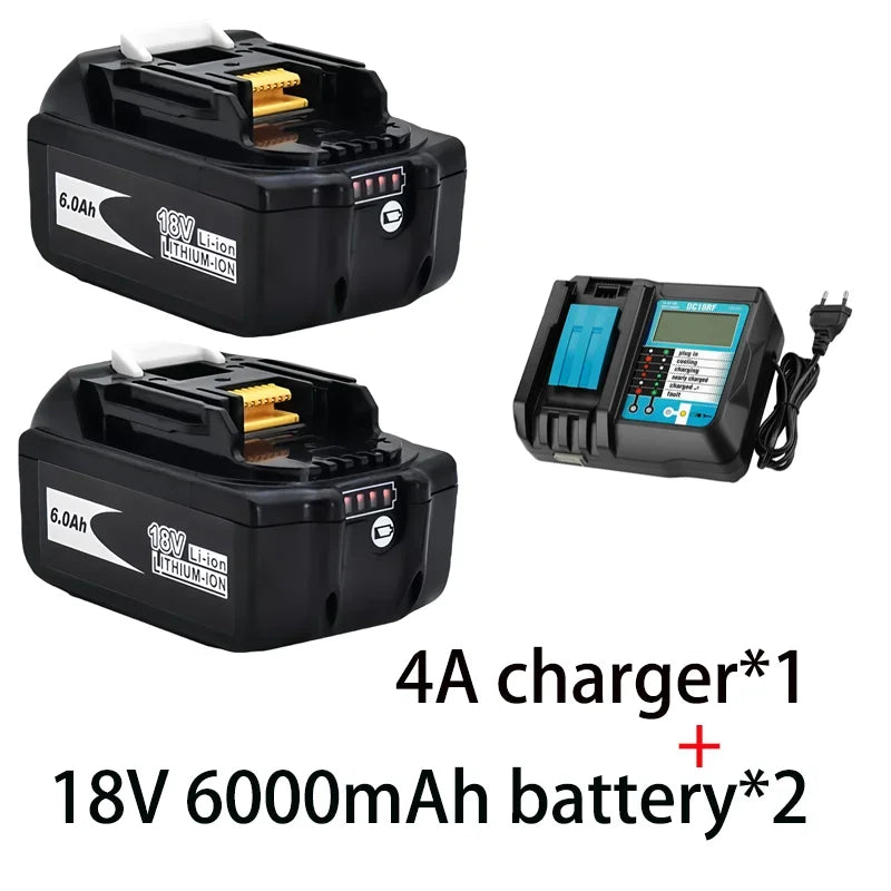 Super For Makita 18v 6000mAh Rechargeable Power Tools Battery With Led Li-ion Replacement Lxt Bl1860b Bl1860 Bl1850+3A Charger