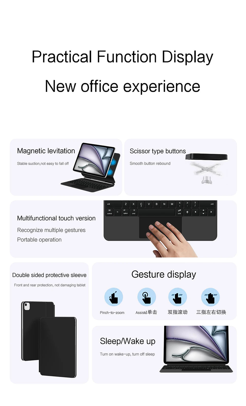 Magic Keyboard For iPad Air 11 inch M3 2025 Air11 M2 7th 6th 5th 4th generation Pro Folio Smart Cover Case Multi-touch Backlight
