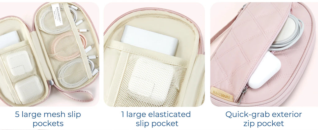 BAGSMART Travel Cable Bag Compact Tech Electronic Organizer Travel Case Essentials for Charger Cable Phone Flash drive