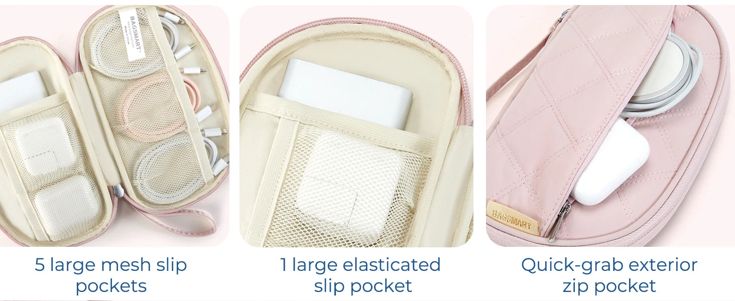 BAGSMART Travel Cable Bag Compact Tech Electronic Organizer Travel Case Essentials for Charger Cable Phone Flash drive