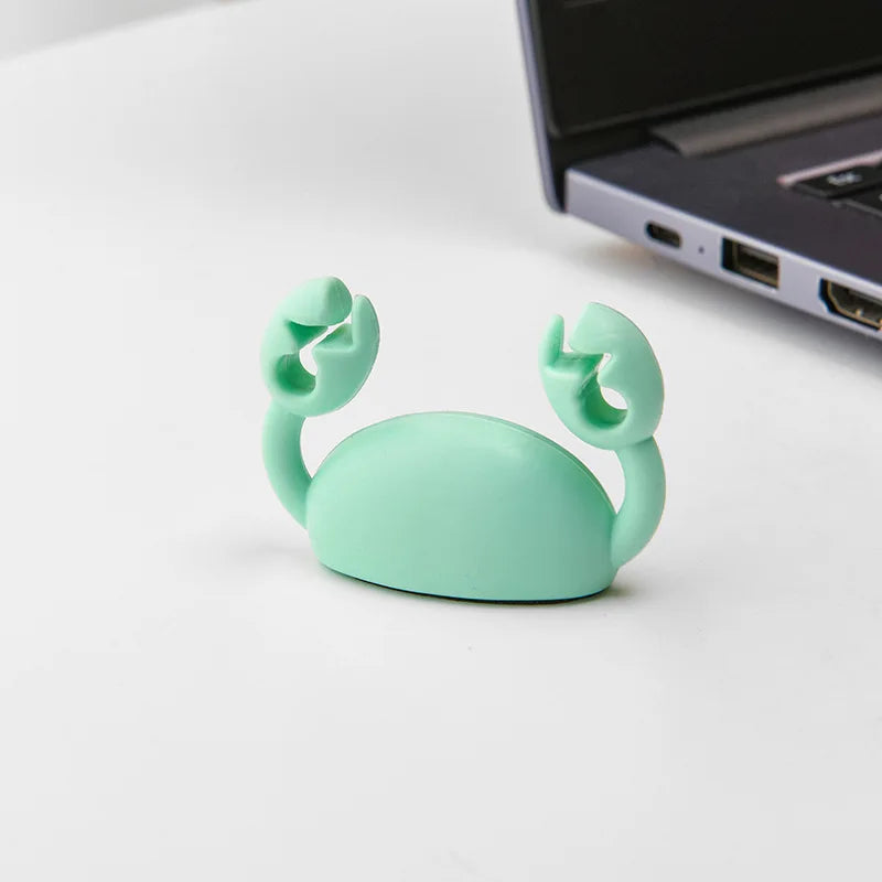 Cute Crab Cable Organizer Clip Data Cable Stand Mobile Phone Charging Cable Organizers Fixer Desk Self-Adhesive Wire Tidy Holder