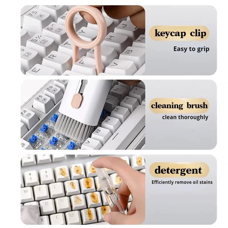 7-in-1 Computer Keyboard Cleaner Brush Kit Earphone Cleaning Pen For Headset Keyboard Cleaning Tools Cleaner Keycap Puller Kit