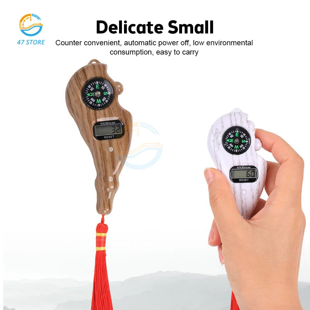 Electronic Digital Electronic Tally Counter with Compass Tassel Finger Game Toy Manual Reset Decompress Relax Tool LCD Register