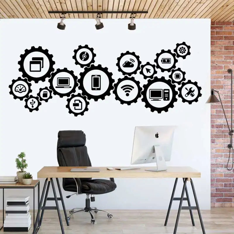Tech Technology Social Media Wall Decals Information Technology Science Kids Room Playroom Office Classroom Decor Stickers Gifts
