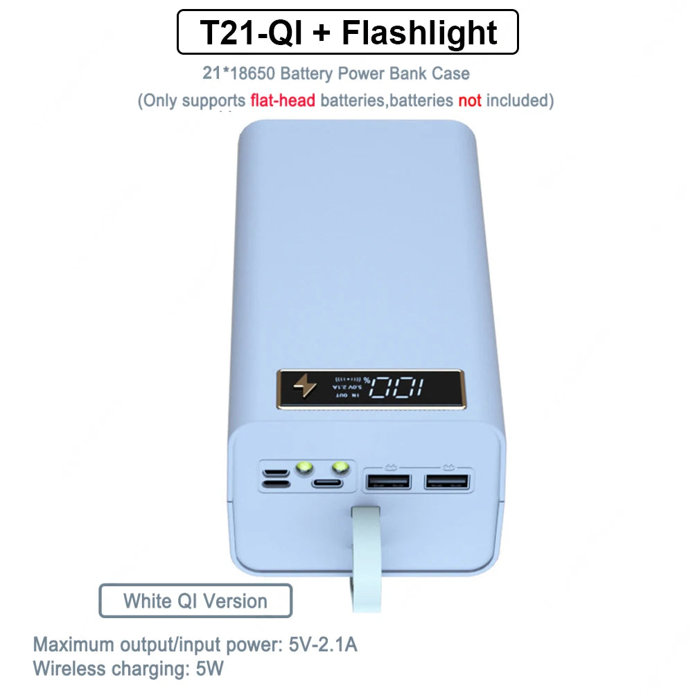 New Welding Free 21*18650 Battery Power Bank Charger Box PD 22.5W Quick Charger Case 18650 Battery Storage Box DIY Charger Case