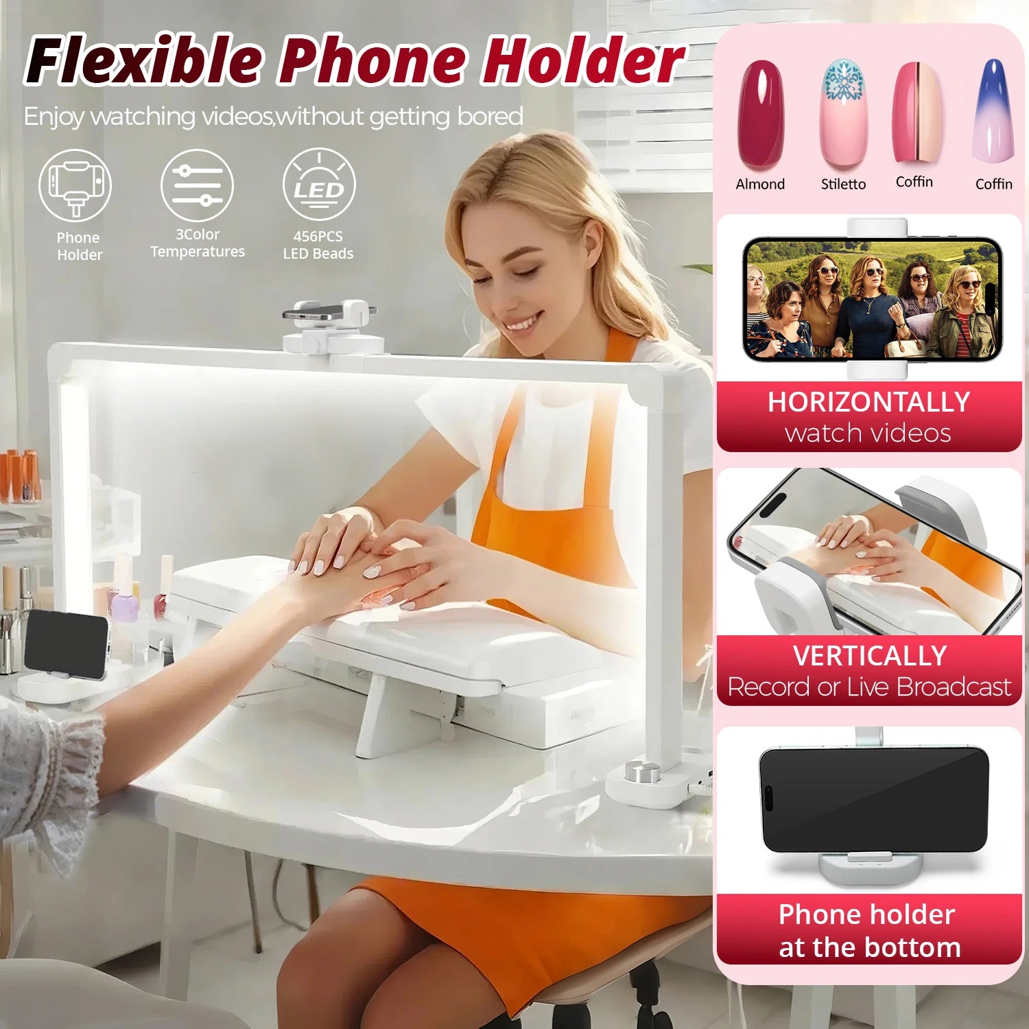 Half moon nail lamp, nail technology lamp,LED nail technology lamp,LED nail lamp,3 color temperature adjustable brightness