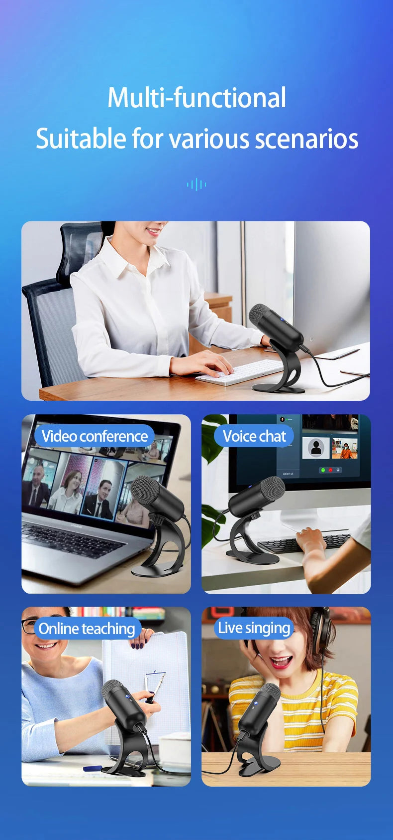 Professional Wired Condenser conference Microphone gooseneck desktop High voice quality Mic Computer Gaming USB Microphone