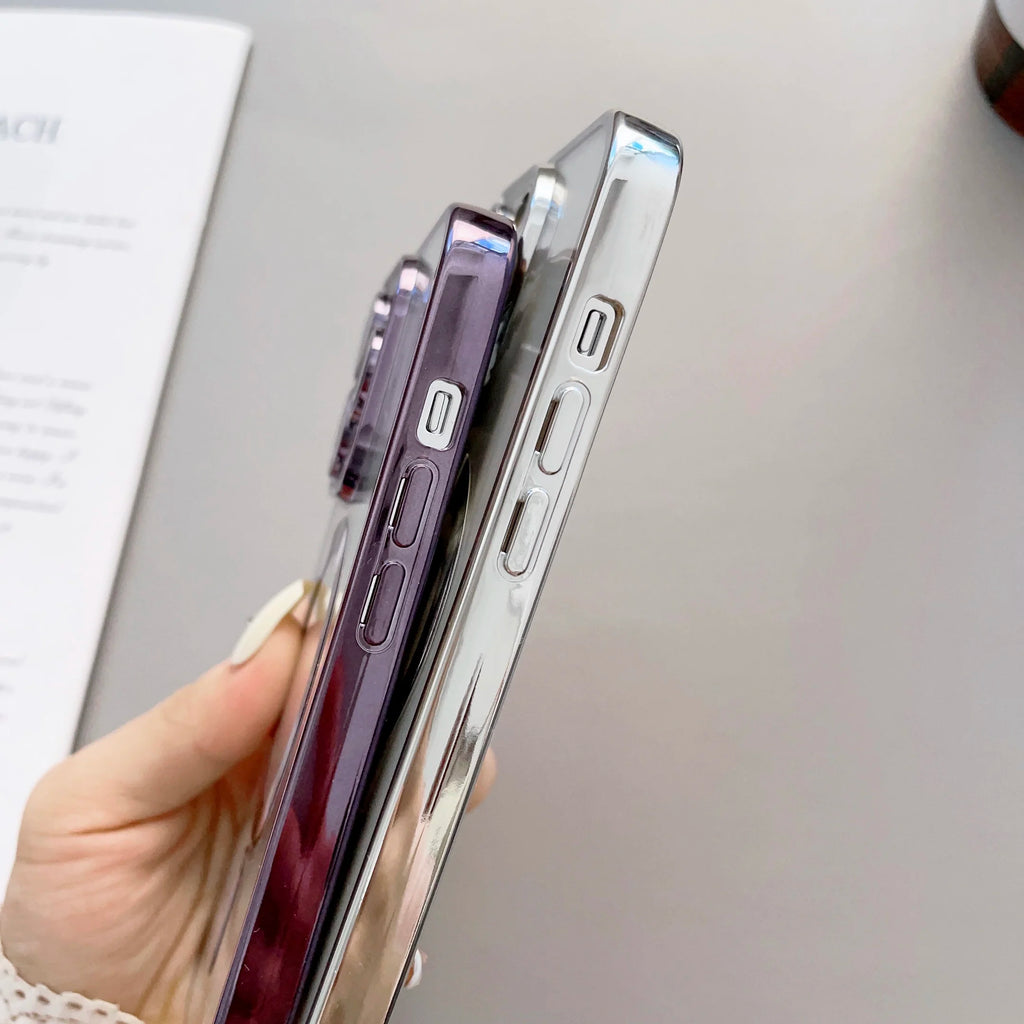 Luxury Plating Magnetic Wireless Charging Soft TPU Phone Case for iPhone 15 14 13 12 11 Pro Max Magsafe Lens Film Clear Cover