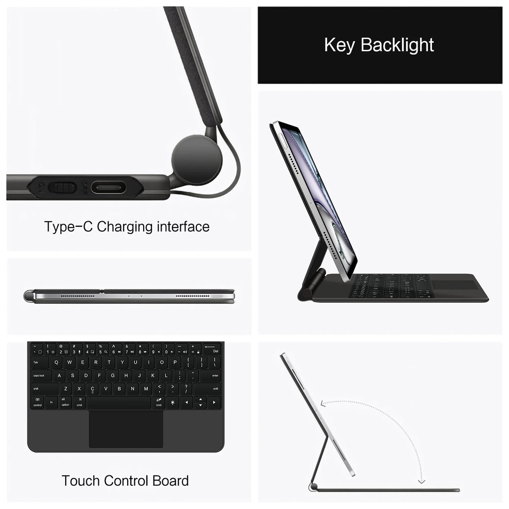 Magic Keyboard For iPad Air 11 inch M3 2025 Air11 M2 7th 6th 5th 4th generation Pro Folio Smart Cover Case Multi-touch Backlight