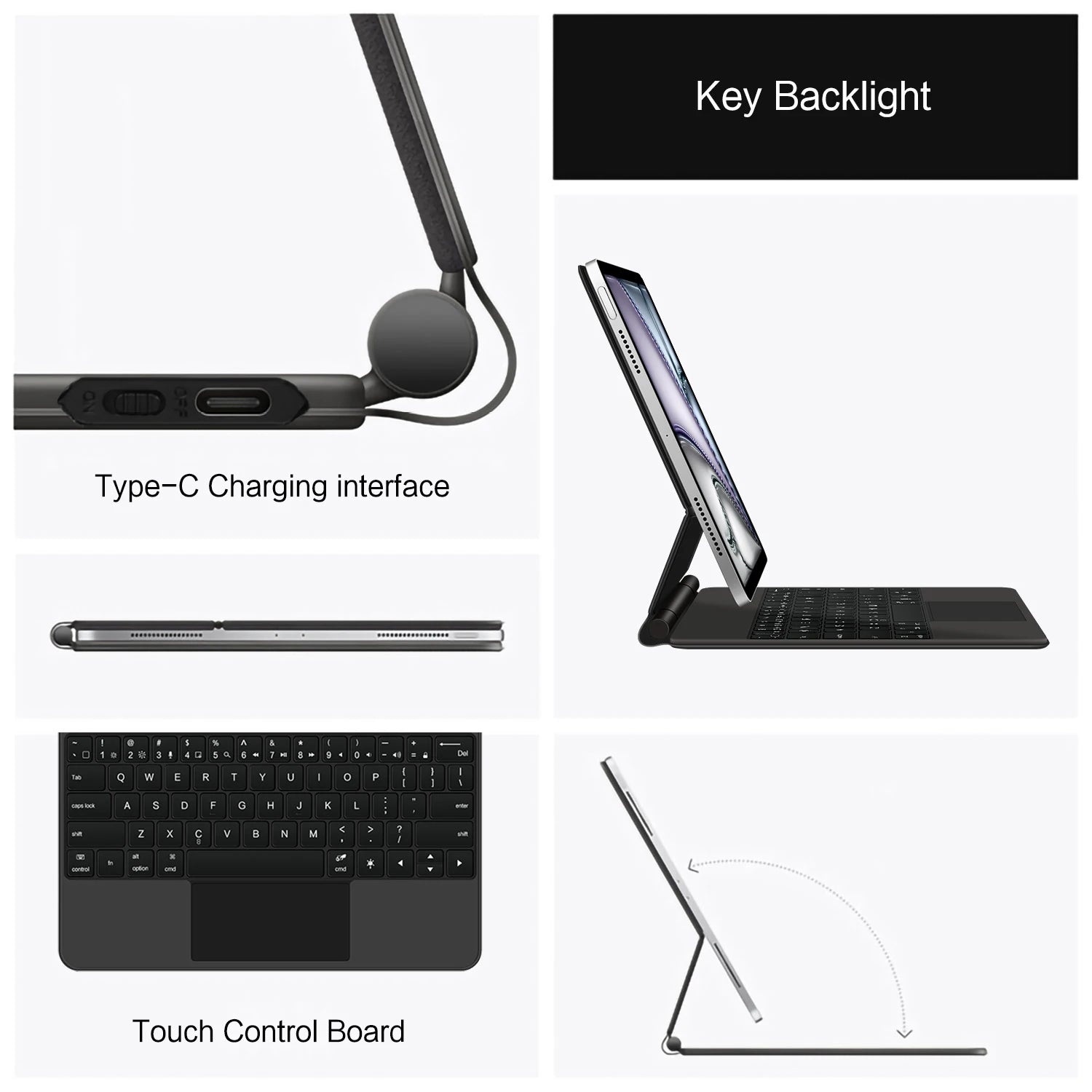 Magic Keyboard For iPad Air 11 inch M3 2025 Air11 M2 7th 6th 5th 4th generation Pro Folio Smart Cover Case Multi-touch Backlight