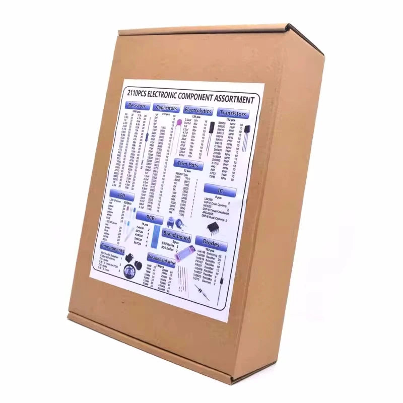 Electronic Component Kit including Assortment + Capacitors + Resistors + LED + Transistors + DC Jacks + PCB +opamp