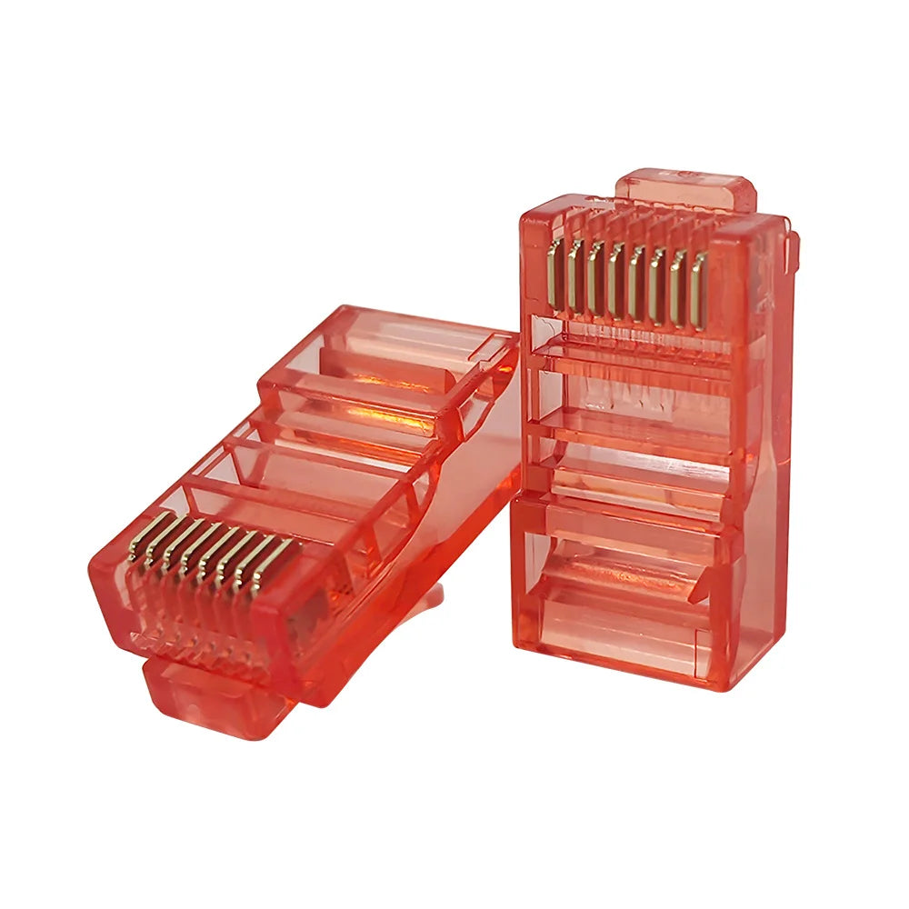 50pcs RJ45 PVC Network Cable Connector CAT5E Category 5e Unshielded Color Crystal Head for Solid/Stranded UTP Network Cable