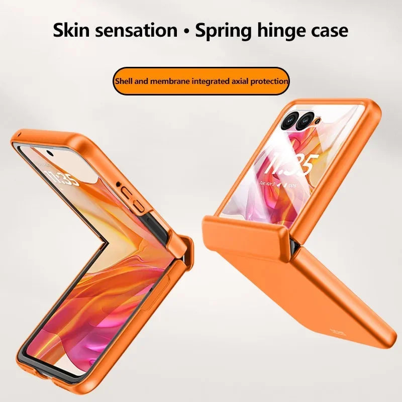 Luxury Feel Skin Spring Hinge Protective Cover for Motorola Razr 50 Ultra Shockproof Cases