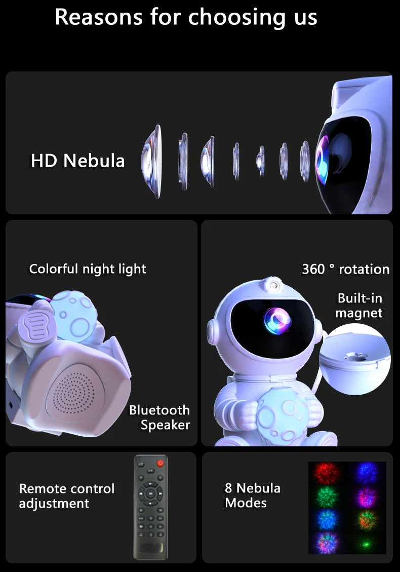 Galaxy Star Projector Night Light Astronaut Space Ceiling LED Lamp for Bedroom Home Decor Kids Gift - Starry Nebula Projector
