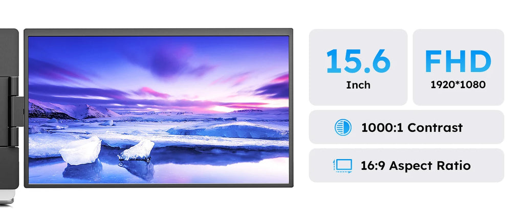15.6inch Triple Screen Extender For Laptops 1080P FHD IPS Portable Dual External Monitors For Macbook Windows Extension 13-17"
