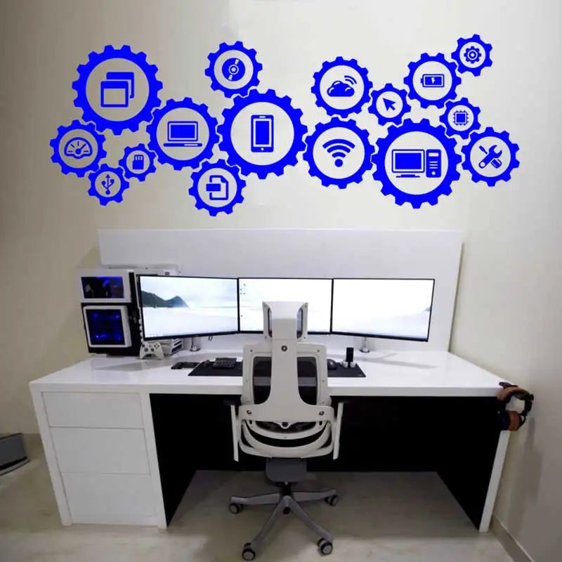 Tech Technology Social Media Wall Decals Information Technology Science Kids Room Playroom Office Classroom Decor Stickers Gifts