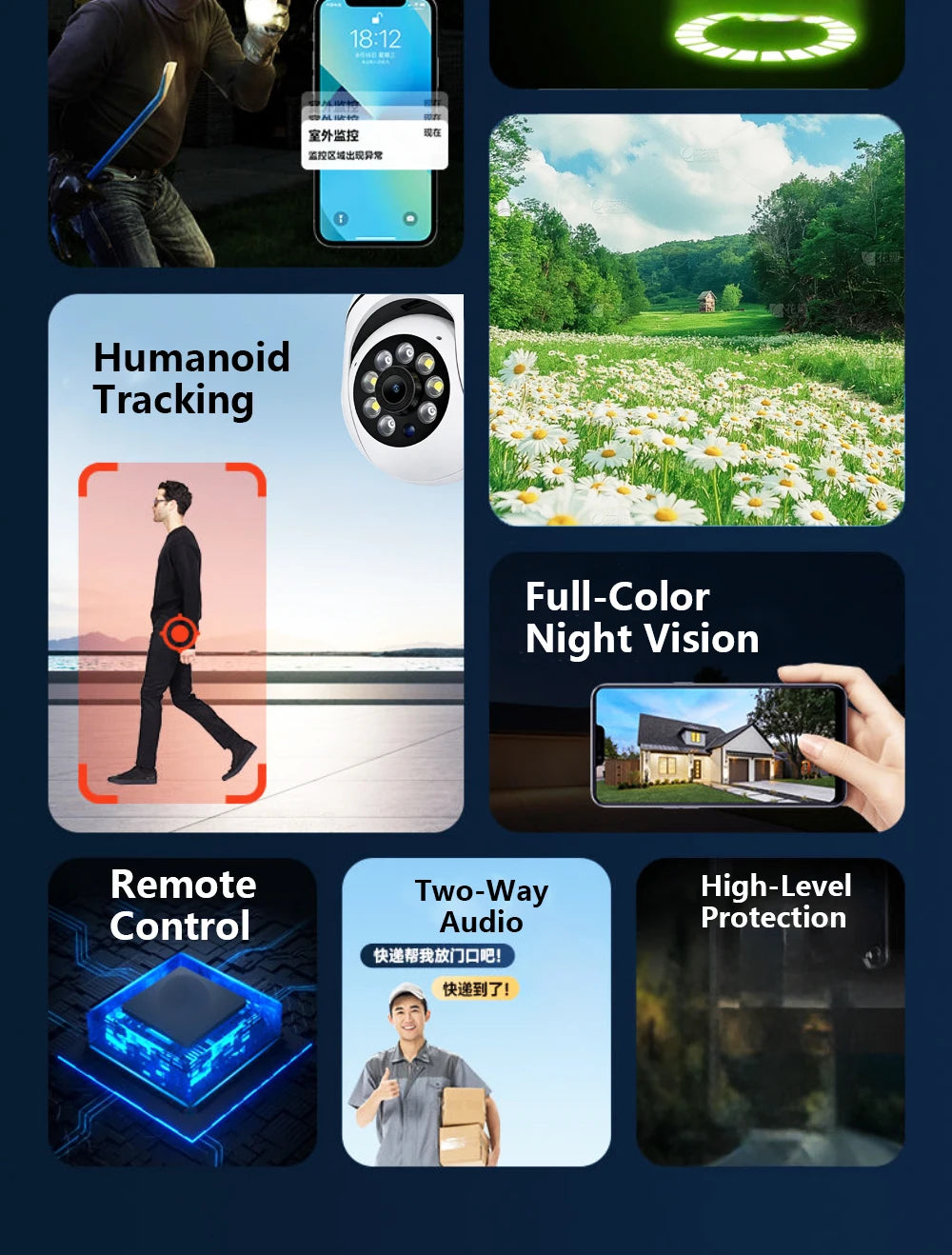 8MP Wifi IP Outdoor Wireless Security Surveillance PTZ Camera 4X Zoom Cameras AI Human Tracking Two-way Audio HD Night Color Cam