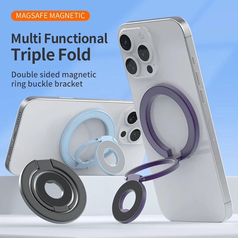 MagSafe Double Sided Magnetic Phone Ring Holder Portable Folding Cellphone Stand Accessory Grip Bracket Support Universal