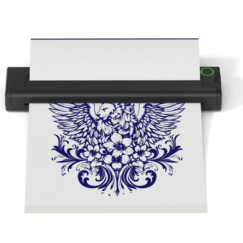 Wireless Thermal Tattoo Printer Bluetooth Tattoo Stencil Printer HD A4 Paper Printer Compatible with Android iOS Phone Tablet PC