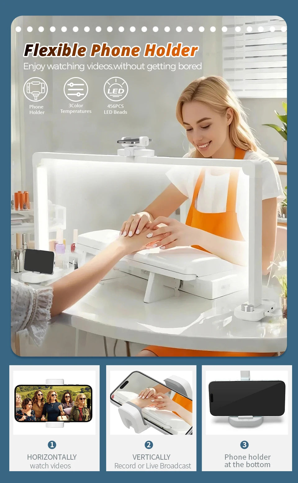 Half moon nail lamp, nail technology lamp,LED nail technology lamp,LED nail lamp,3 color temperature adjustable brightness