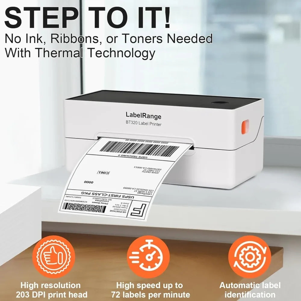 4x6 Thermal Shipping Label Printer for Ecommerce Compatible with Amazon eBay USPS Pirate Ship Bluetooth and USB