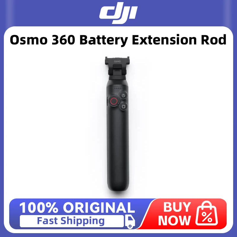 DJI Osmo 360 Battery Extension Rod Built-in 15.5Wh battery enables 4.5h 8K/30fps recording. It extends to 90cm