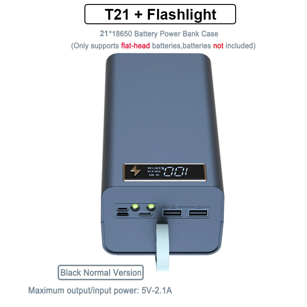 New Welding Free 21*18650 Battery Power Bank Charger Box PD 22.5W Quick Charger Case 18650 Battery Storage Box DIY Charger Case