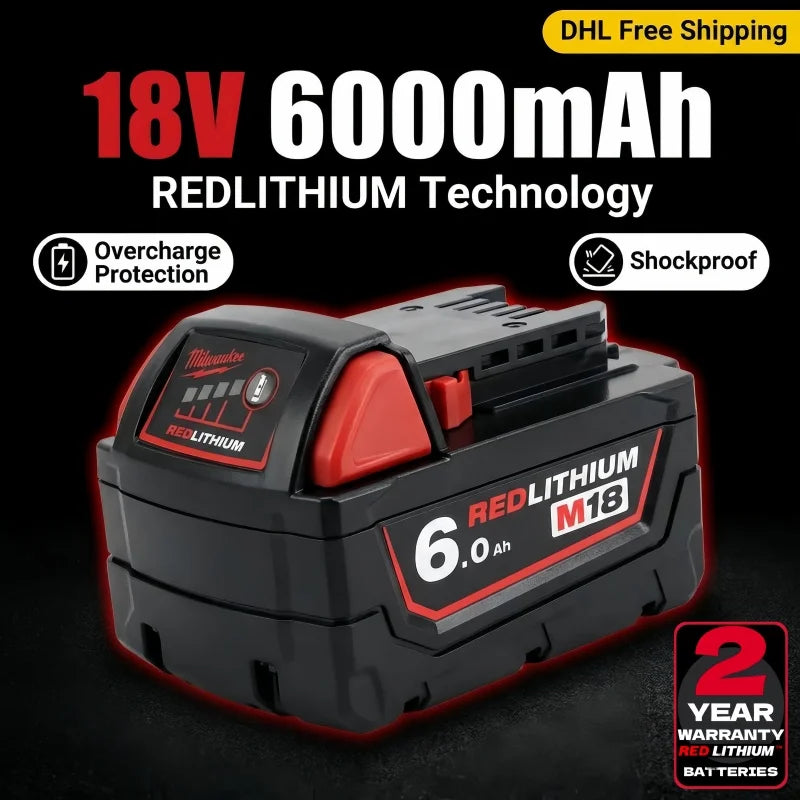 Milwaukee M12 REDLITHIUM HB 6.0Ah Extended Capacity Battery – 12V Rechargeable for M12 Cordless Tools (Model: 48-11-2402)