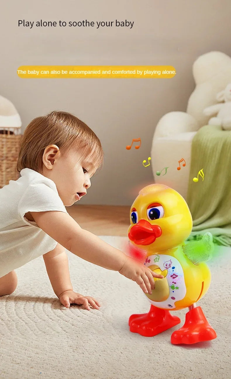 Electric Music Light Dancing Duck with Cute Blinking and Shaking Head Educational Electronic Pet for Children's Birthday Gift