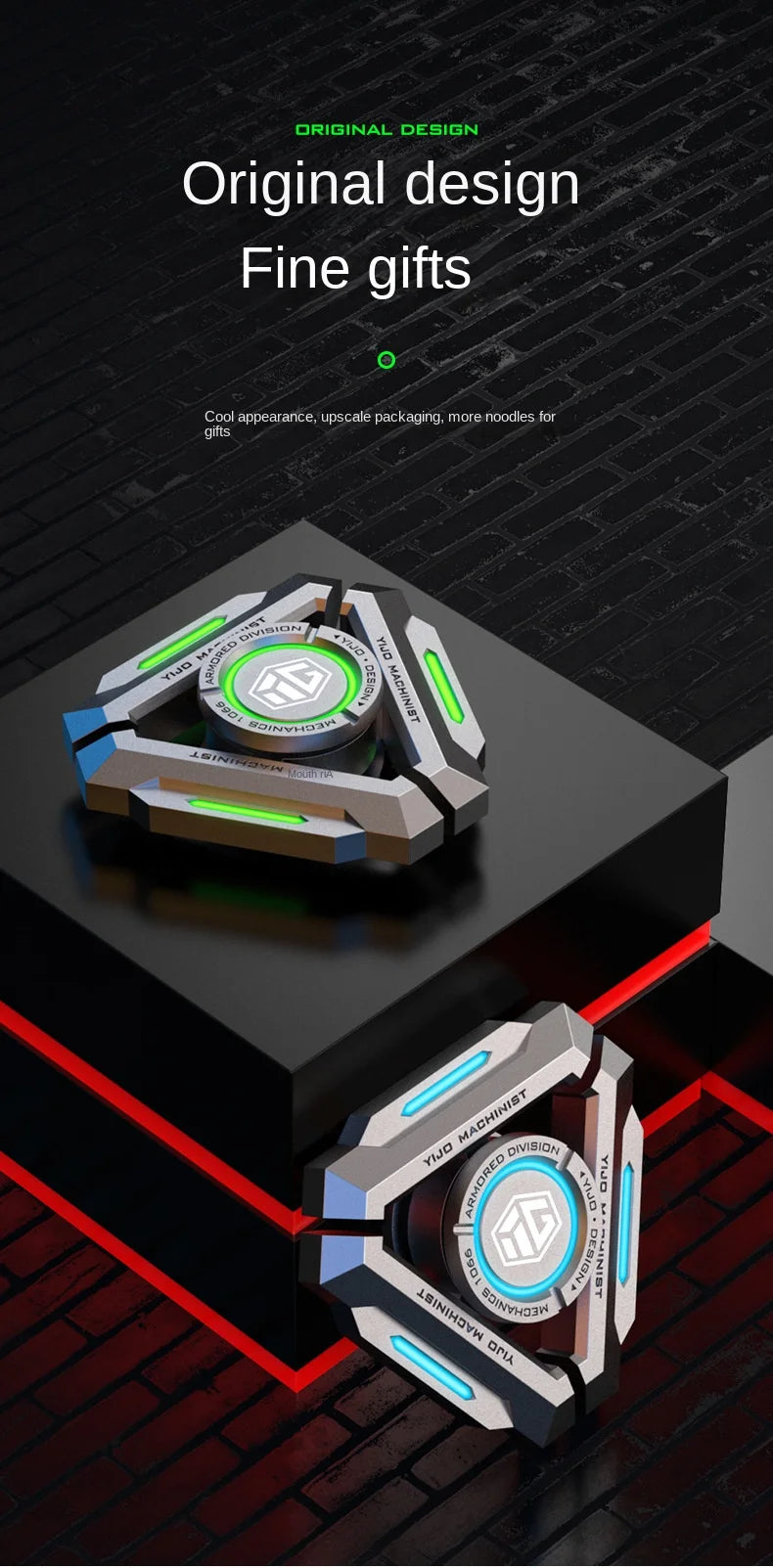 New Technology Metal Alloy Luminous Gyro Smart Black Technology Fidget Spinner Hand Stress Relief Toy Boy Adults Birtday Gifts