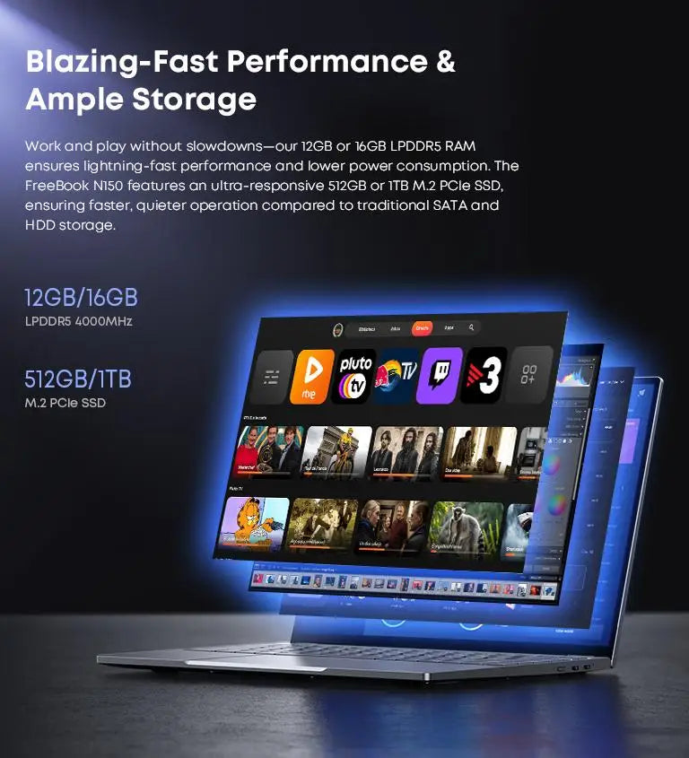 CHUWI FreeBook 2-in-1 Laptop IntelN150 13.4'' Touch 2.5K Screen 16GB LPDDR5 RAM 512GB SSD WiFi6 BT5.2 Convenient Office Notebook