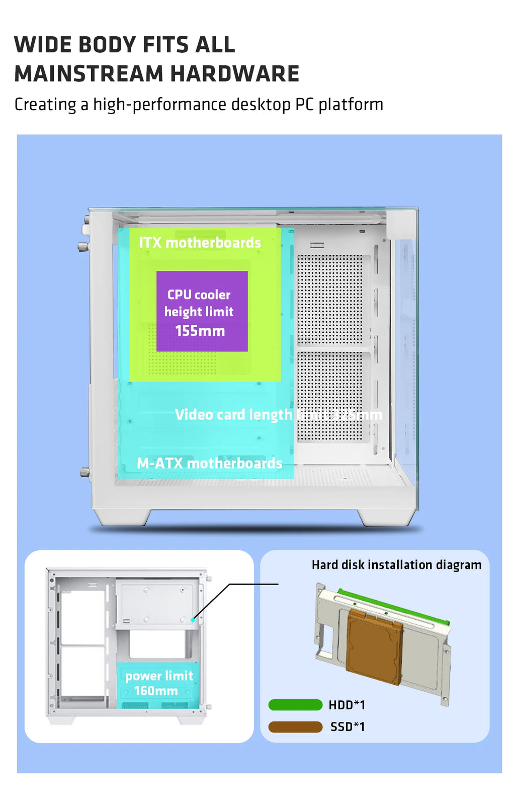 Yeah Magic CUBE MATX PC Case 270° Panoramic View Ultra-Clear Triple-Glass Showcase Design Supports up to 5 Fans オフィス＆ゲーミング PCケース