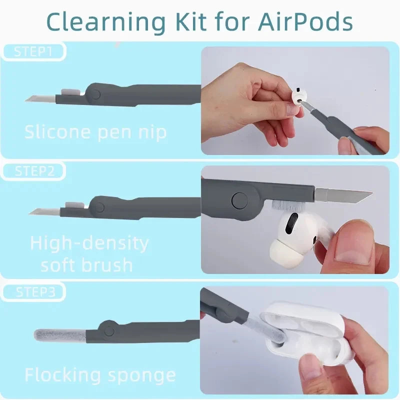 7 in 1 Computer Keyboard Cleaner Brush Kit Earphone Cleaning Pen For Headset Keyboard Cleaning Tools Cleaner Keycap Puller Kit
