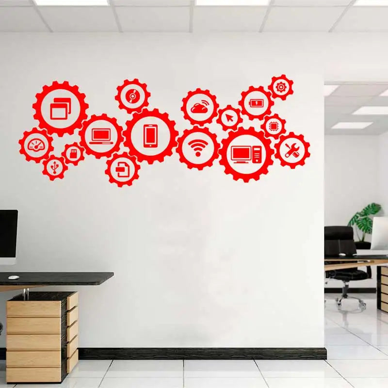 Tech Technology Social Media Wall Decals Information Technology Science Kids Room Playroom Office Classroom Decor Stickers Gifts