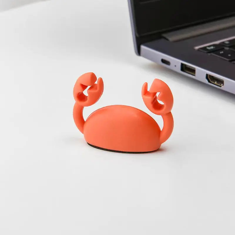 Cute Crab Cable Organizer Clip Data Cable Stand Mobile Phone Charging Cable Organizers Fixer Desk Self-Adhesive Wire Tidy Holder