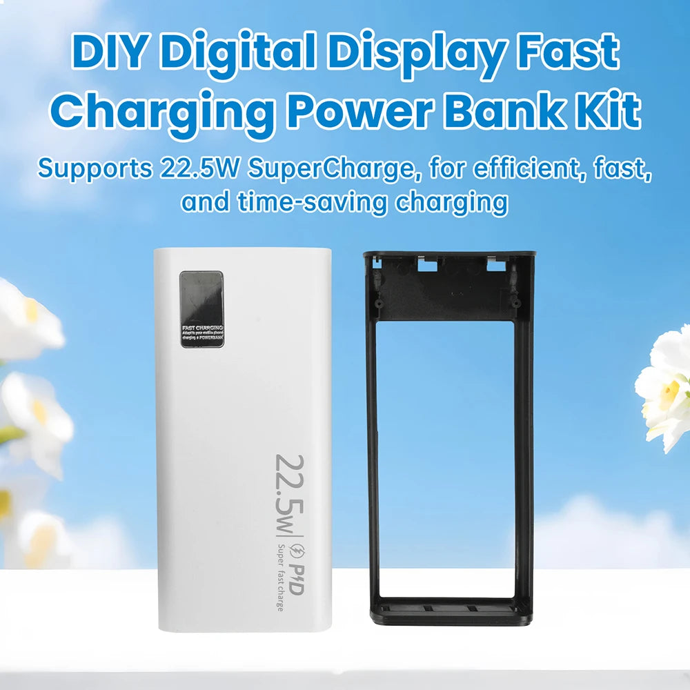 22.5W Fast Charging Module Power Bank Battery Holder 2* 1260110 Quick Charge PD Battery Holder Power Bank Case DIY Shell