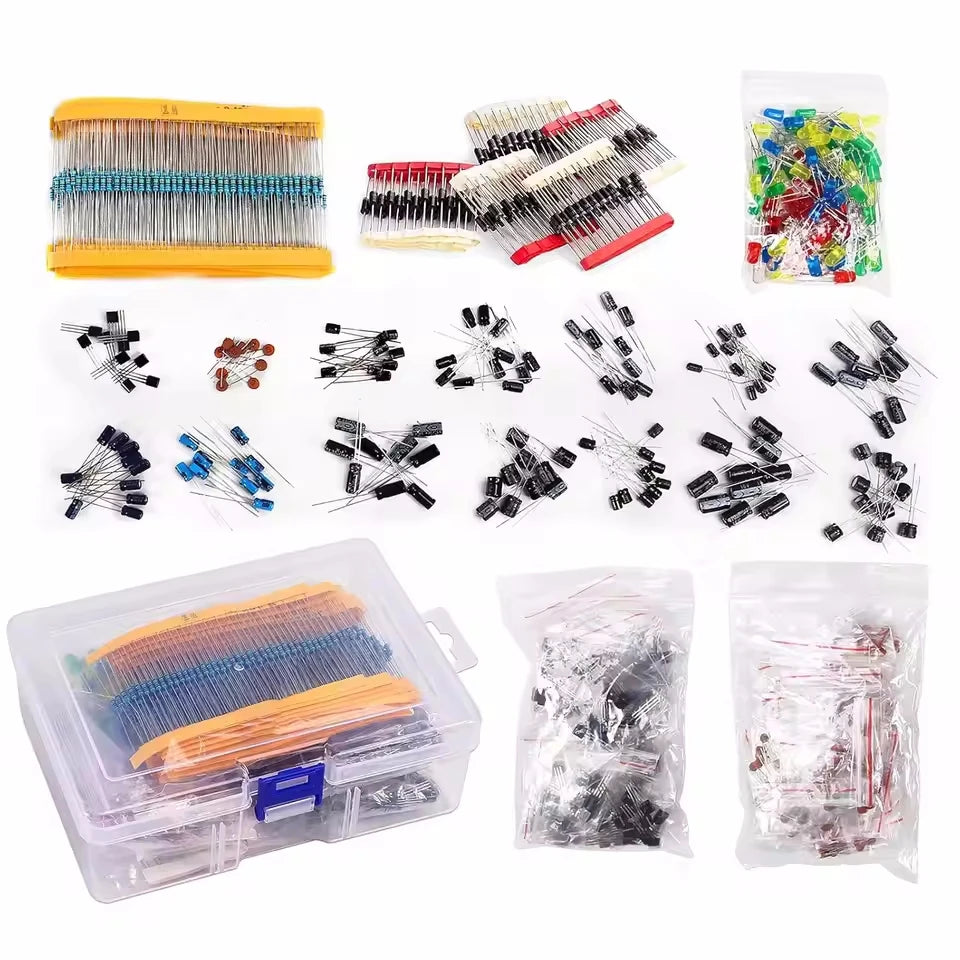 Electronic Component Kit including Assortment + Capacitors + Resistors + LED + Transistors + DC Jacks + PCB +opamp