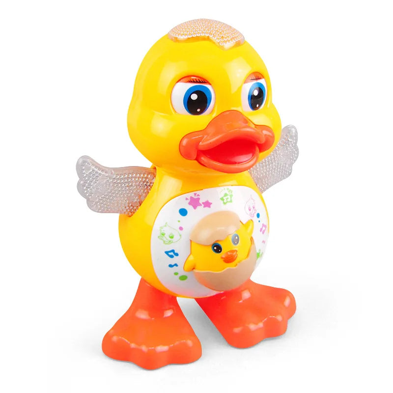 Electric Music Light Dancing Duck with Cute Blinking and Shaking Head Educational Electronic Pet for Children's Birthday Gift