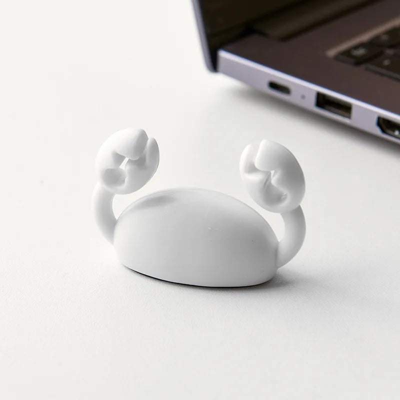 Cute Crab Cable Organizer Clip Data Cable Stand Mobile Phone Charging Cable Organizers Fixer Desk Self-Adhesive Wire Tidy Holder