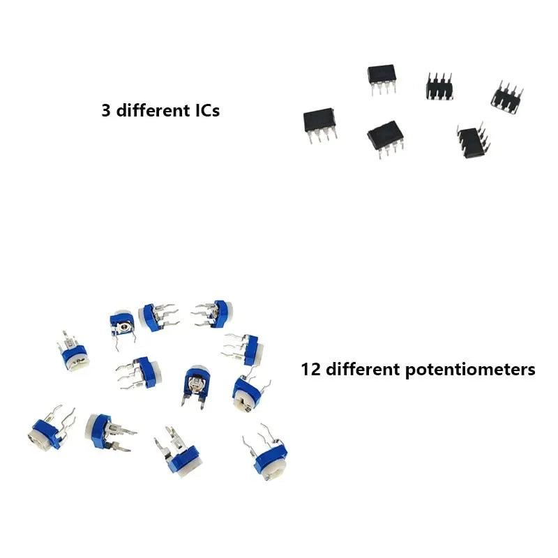 Electronic Component Kit including Assortment + Capacitors + Resistors + LED + Transistors + DC Jacks + PCB +opamp