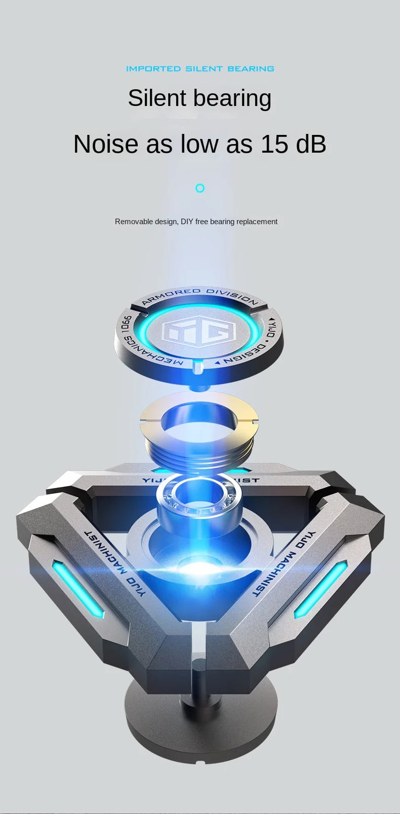 New Technology Metal Alloy Luminous Gyro Smart Black Technology Fidget Spinner Hand Stress Relief Toy Boy Adults Birtday Gifts