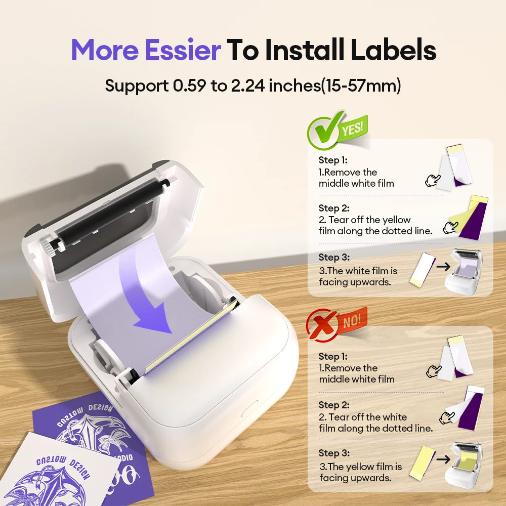 C50 Mini Tattoo Printer Portable Inkless Transfer Machine 2 Inch 15‑57mm Compatible With Phone PC iPad For Tattoo Pattern Logo