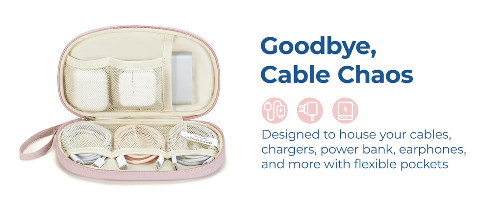 BAGSMART Travel Cable Bag Compact Tech Electronic Organizer Travel Case Essentials for Charger Cable Phone Flash drive