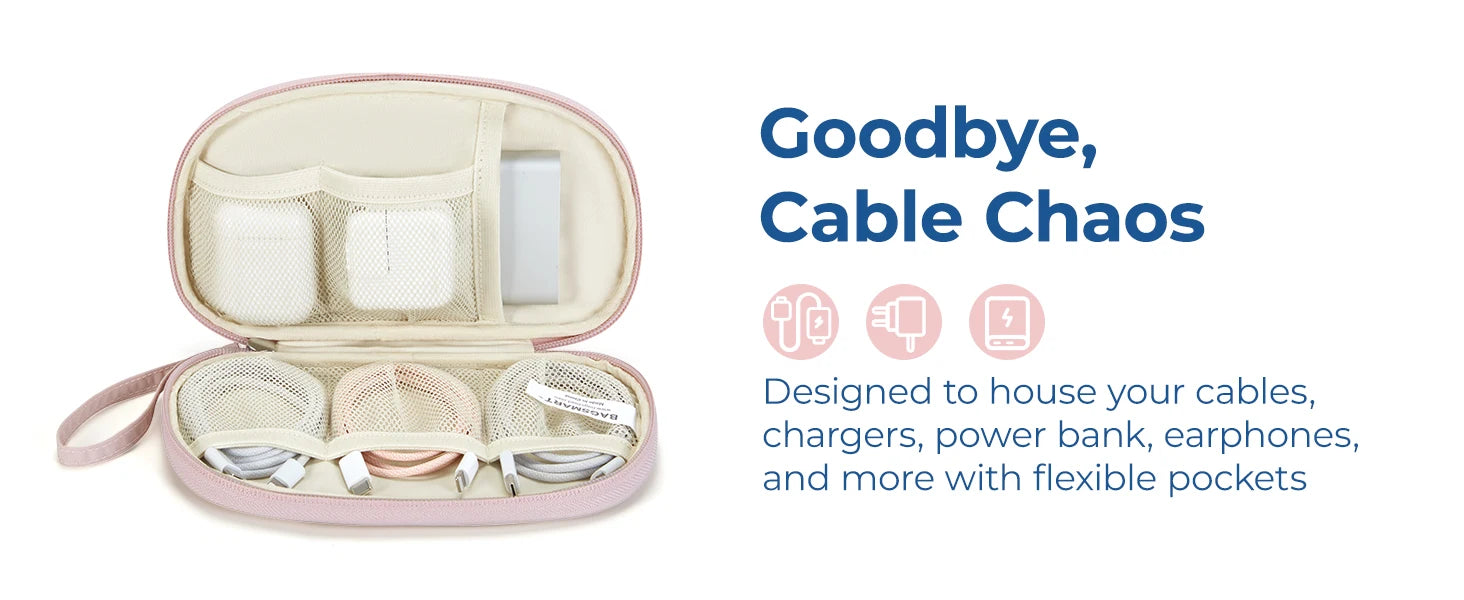 BAGSMART Travel Cable Bag Compact Tech Electronic Organizer Travel Case Essentials for Charger Cable Phone Flash drive