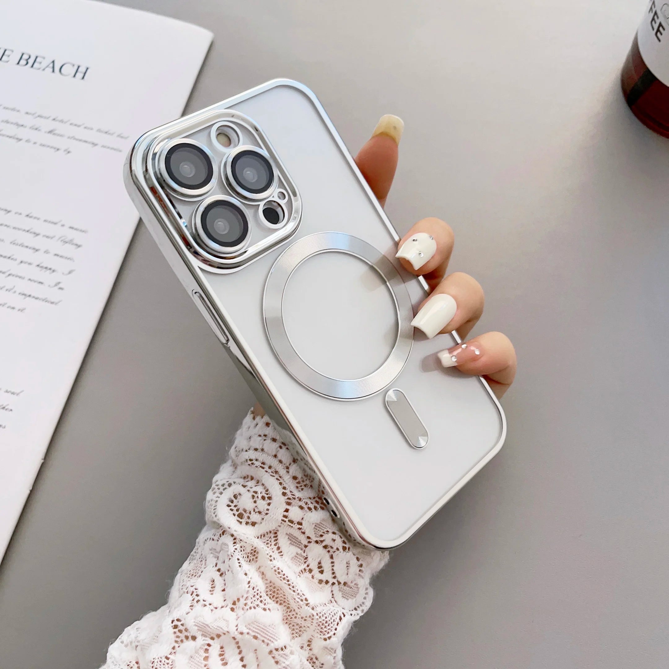 Luxury Plating Magnetic Wireless Charging Soft TPU Phone Case for iPhone 15 14 13 12 11 Pro Max Magsafe Lens Film Clear Cover